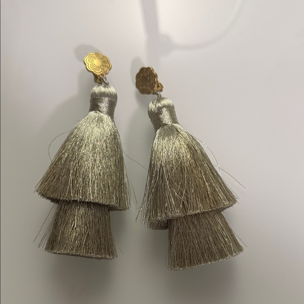 Elegant Gold Tassel Earrings hart studio